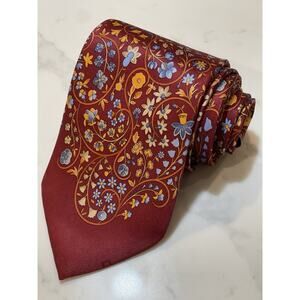 Vintage Leonard Paris Floral Silk Tie 58 x 3.75 Hand Made in Italy Luxury
